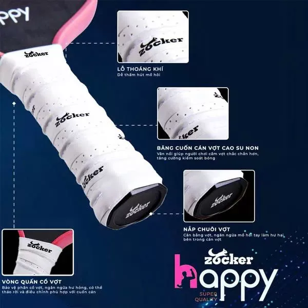Vợt Pickleball Zocker Happy HP2 Super Pink